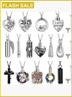 15 Pcs Stainless Steel Cremation Jewelry Set Urn Necklace Keepsake